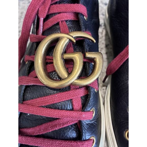 GUCCI Men’s High-Top Sneakers – Black Leather | GG Hardware 11 G main image 7